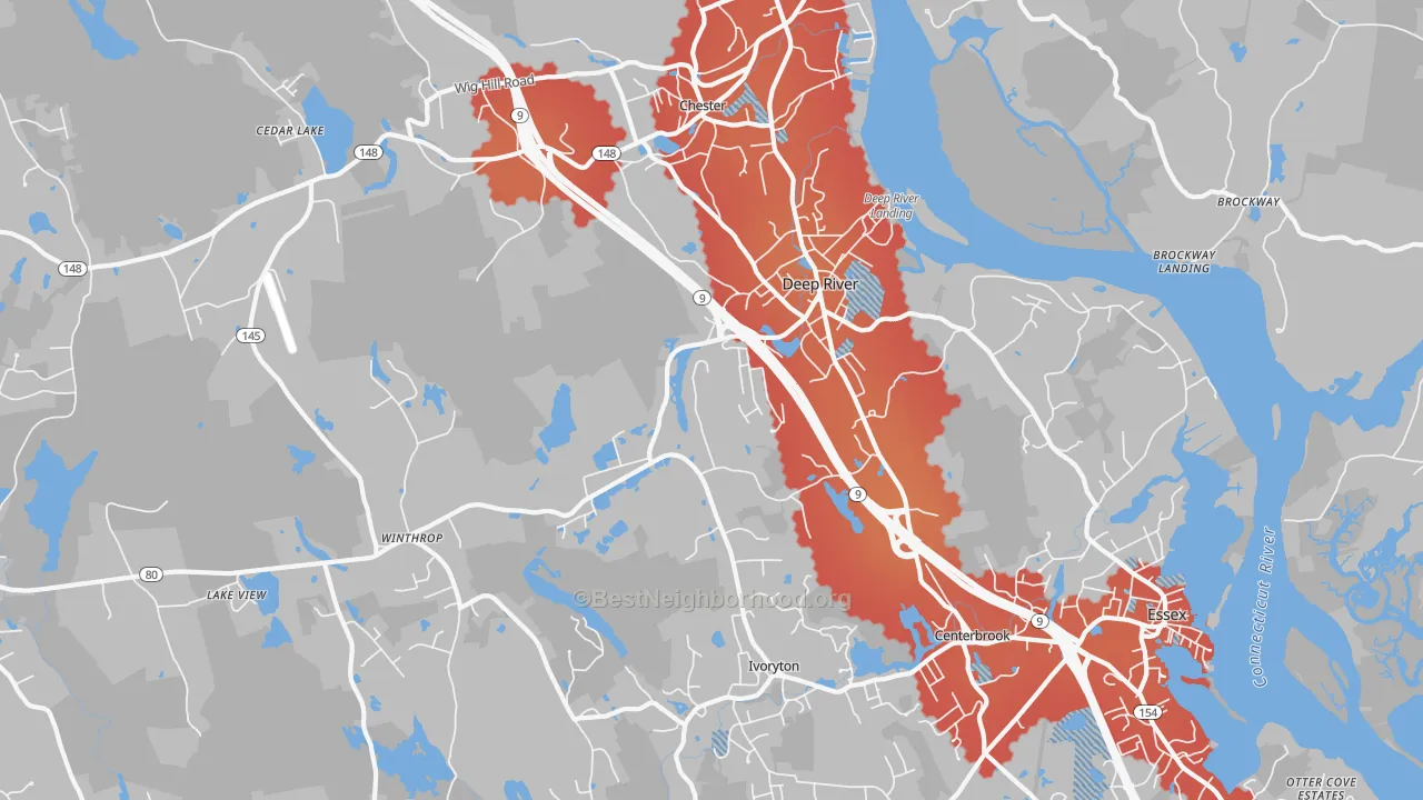 Transit Grade map of 06417, CT