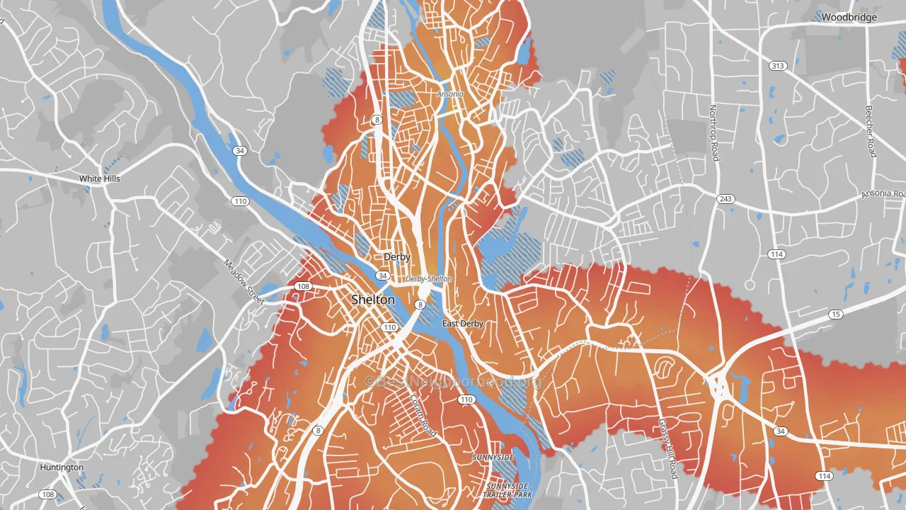 Transit Grade map of 06418, CT