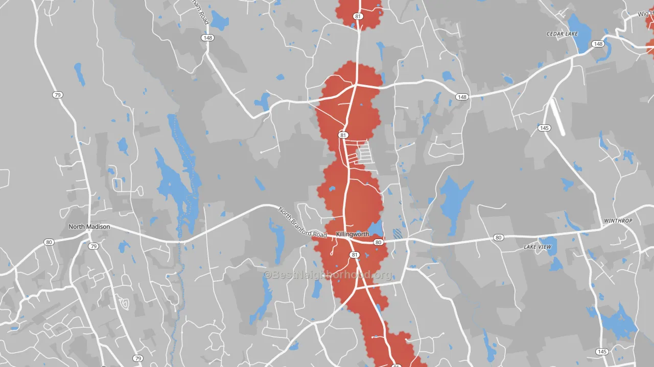 Transit Grade map of 06419, CT