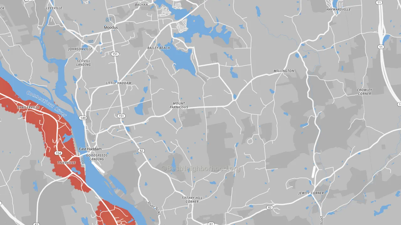 Transit Grade map of 06423, CT