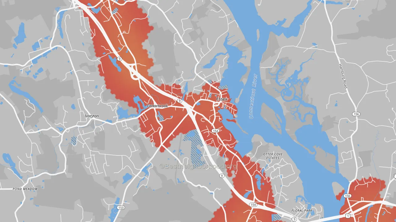 Transit Grade map of 06426, CT