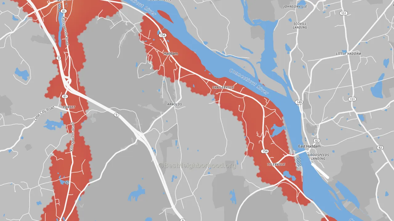 Transit Grade map of 06438, CT
