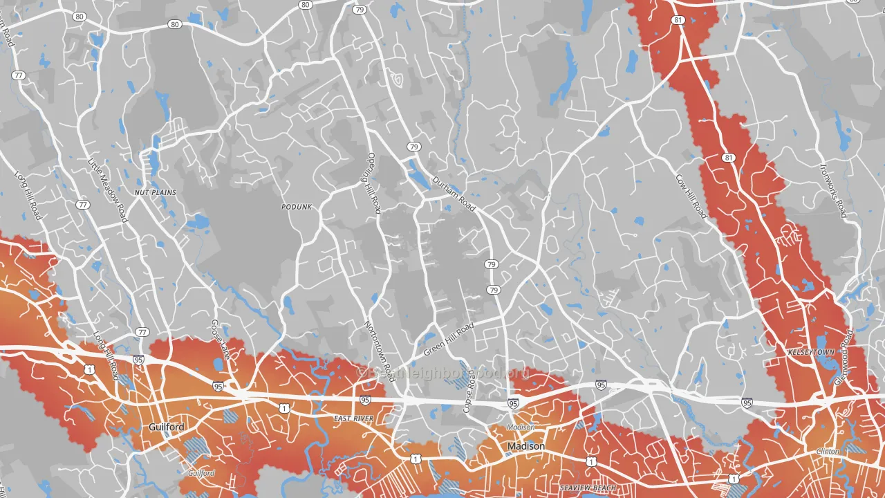Transit Grade map of 06443, CT
