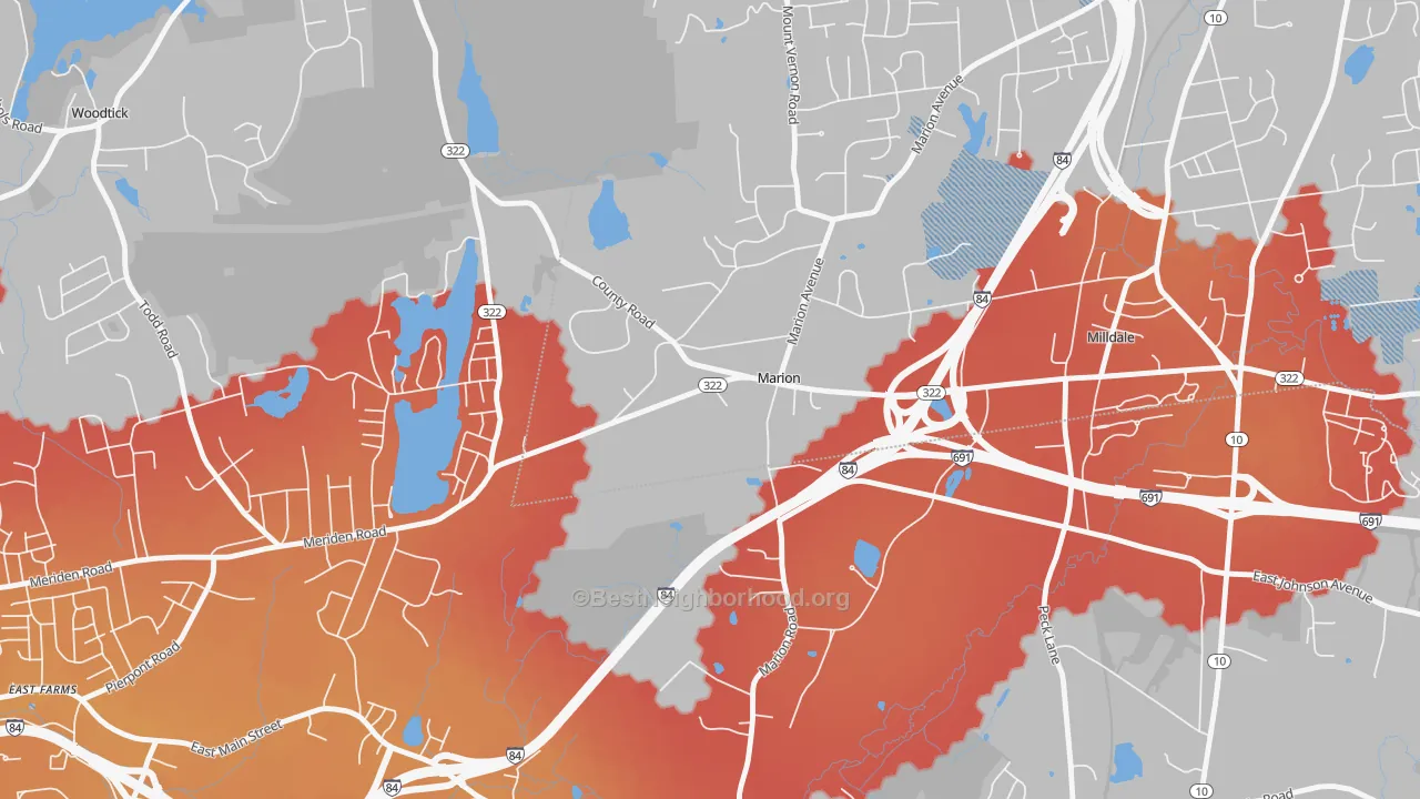 Transit Grade map of 06444, CT