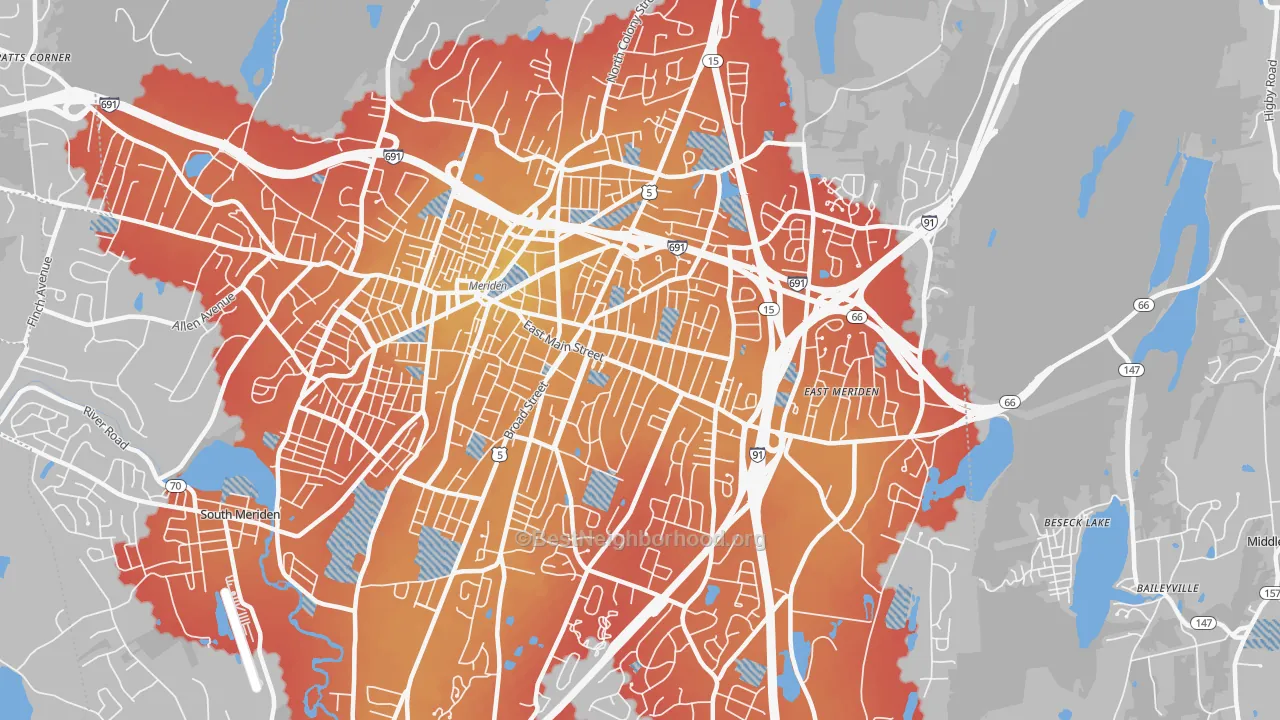 Transit Grade map of 06450, CT