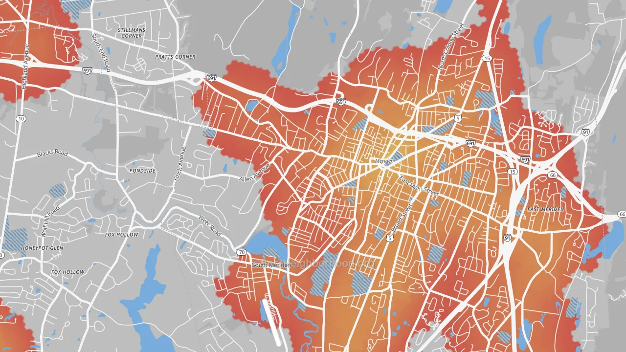 Transit Grade map of 06451, CT