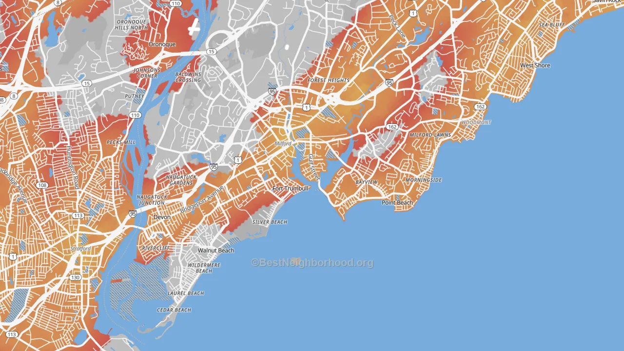 Transit Grade map of 06460, CT