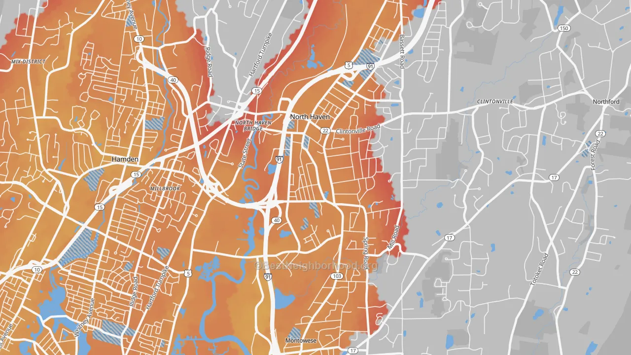 Transit Grade map of 06473, CT