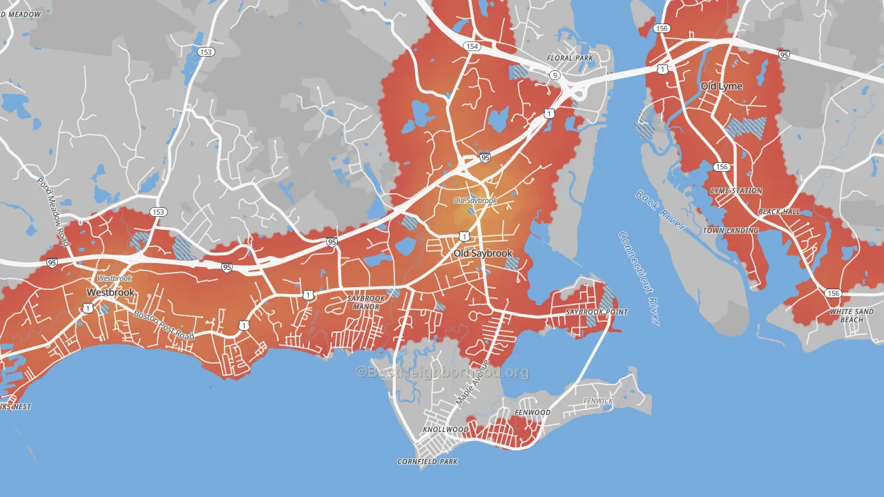 Transit Grade map of 06475, CT