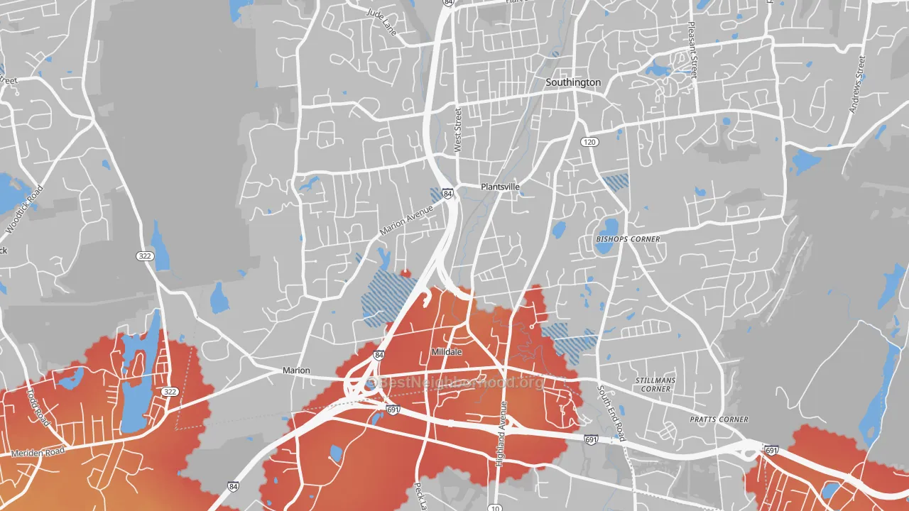 Transit Grade map of 06479, CT