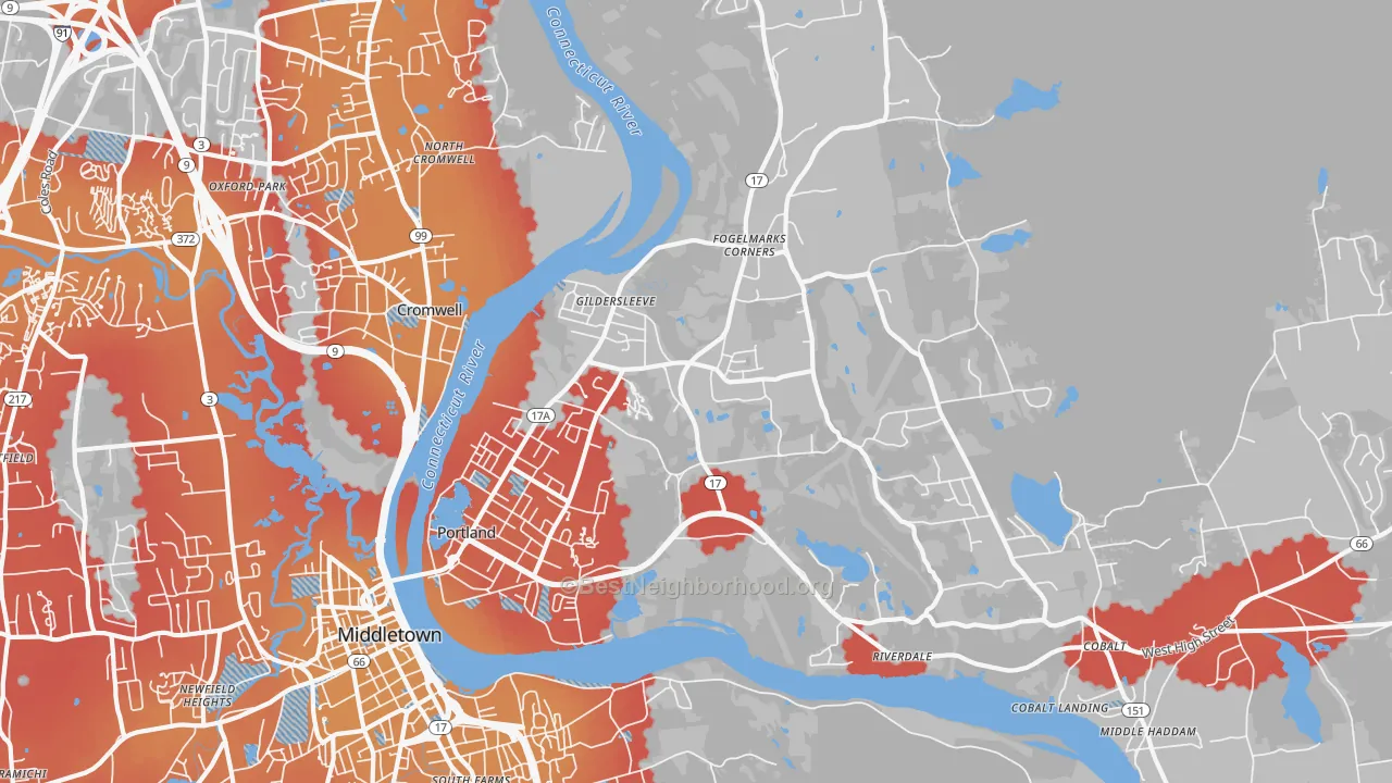 Transit Grade map of 06480, CT