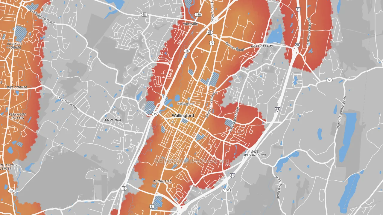 Transit Grade map of 06492, CT