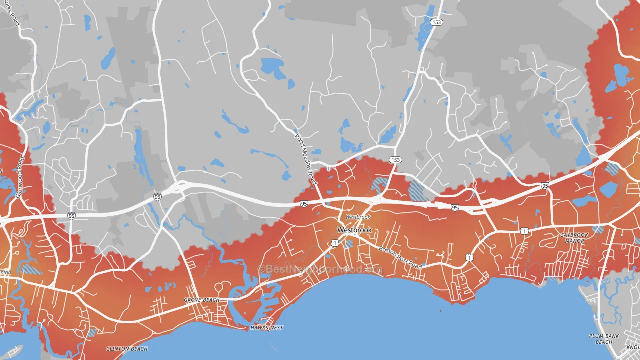 Transit Grade map of 06498, CT
