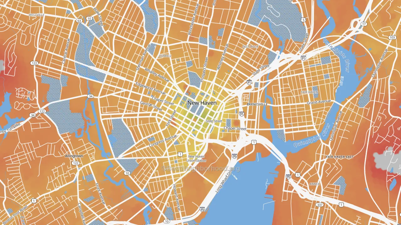 Transit Grade map of 06510, CT