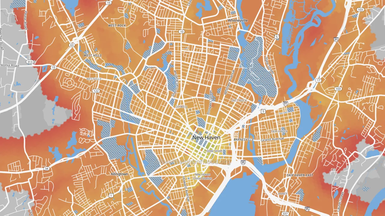 Transit Grade map of 06511, CT