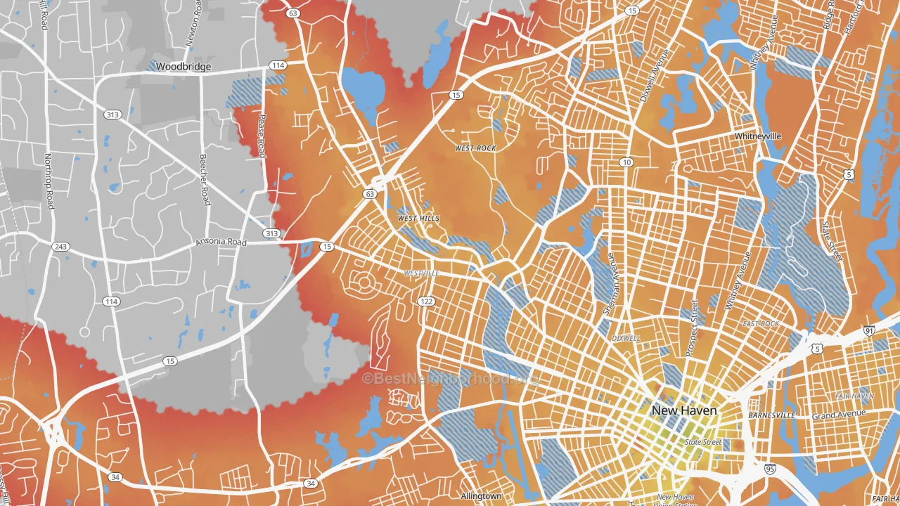 Transit Grade map of 06515, CT