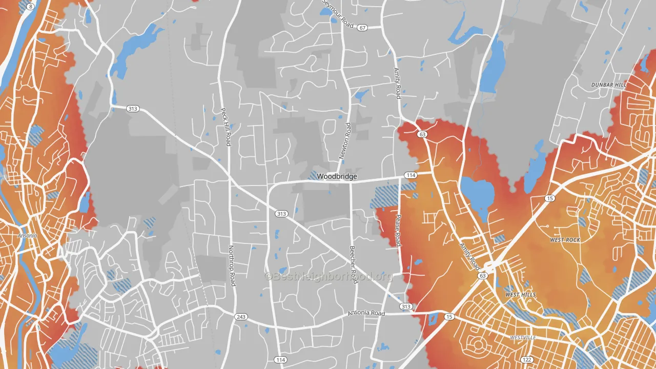 Transit Grade map of 06525, CT