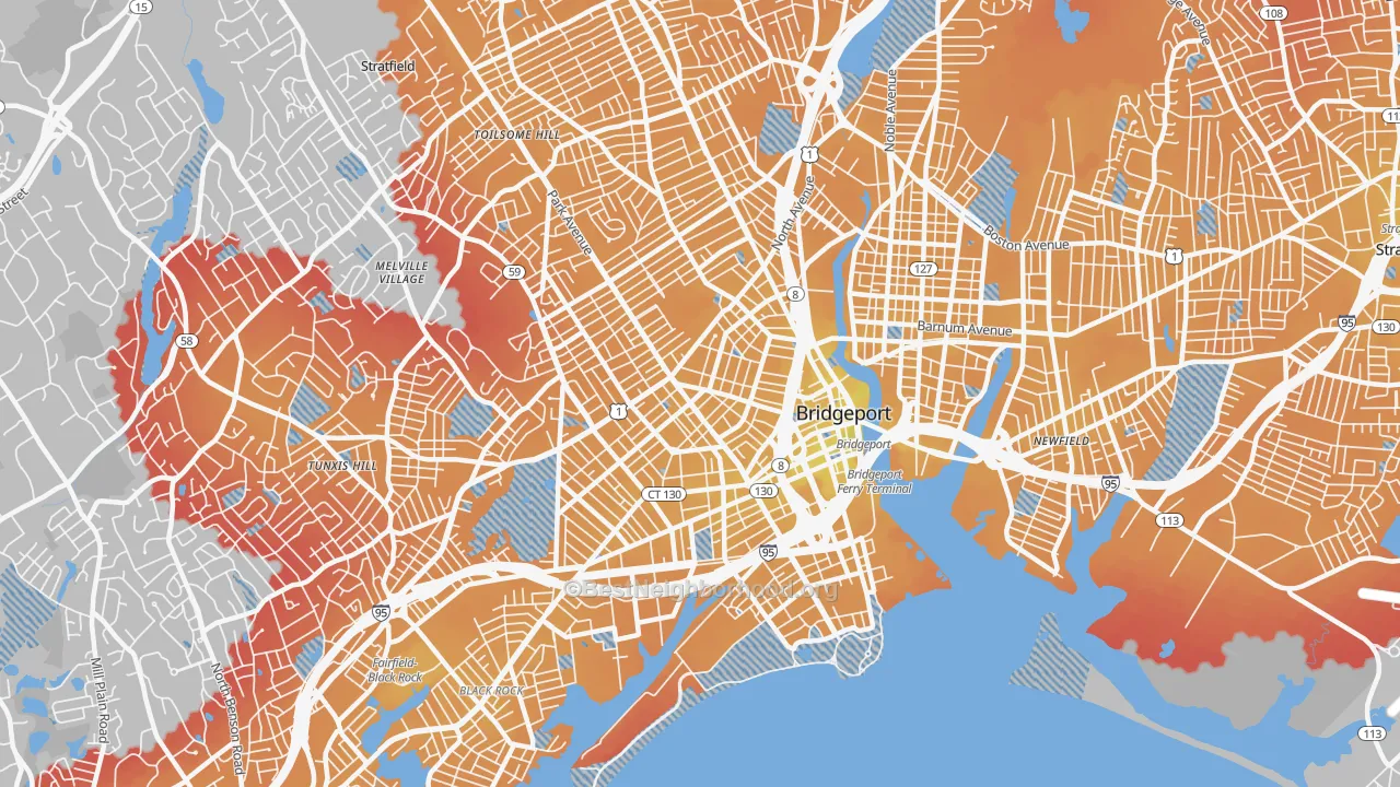 Transit Grade map of 06604, CT