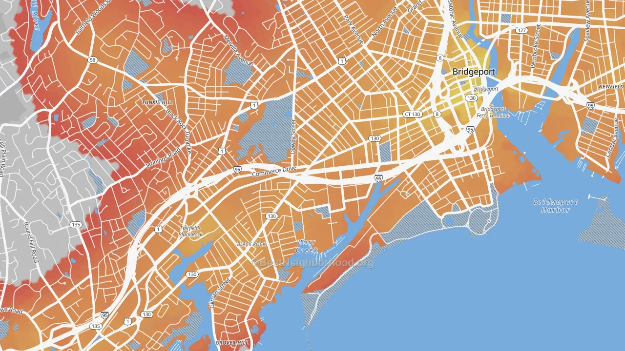 Transit Grade map of 06605, CT
