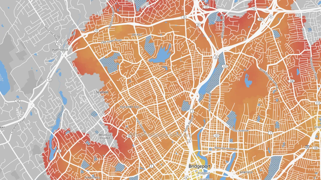 Transit Grade map of 06606, CT