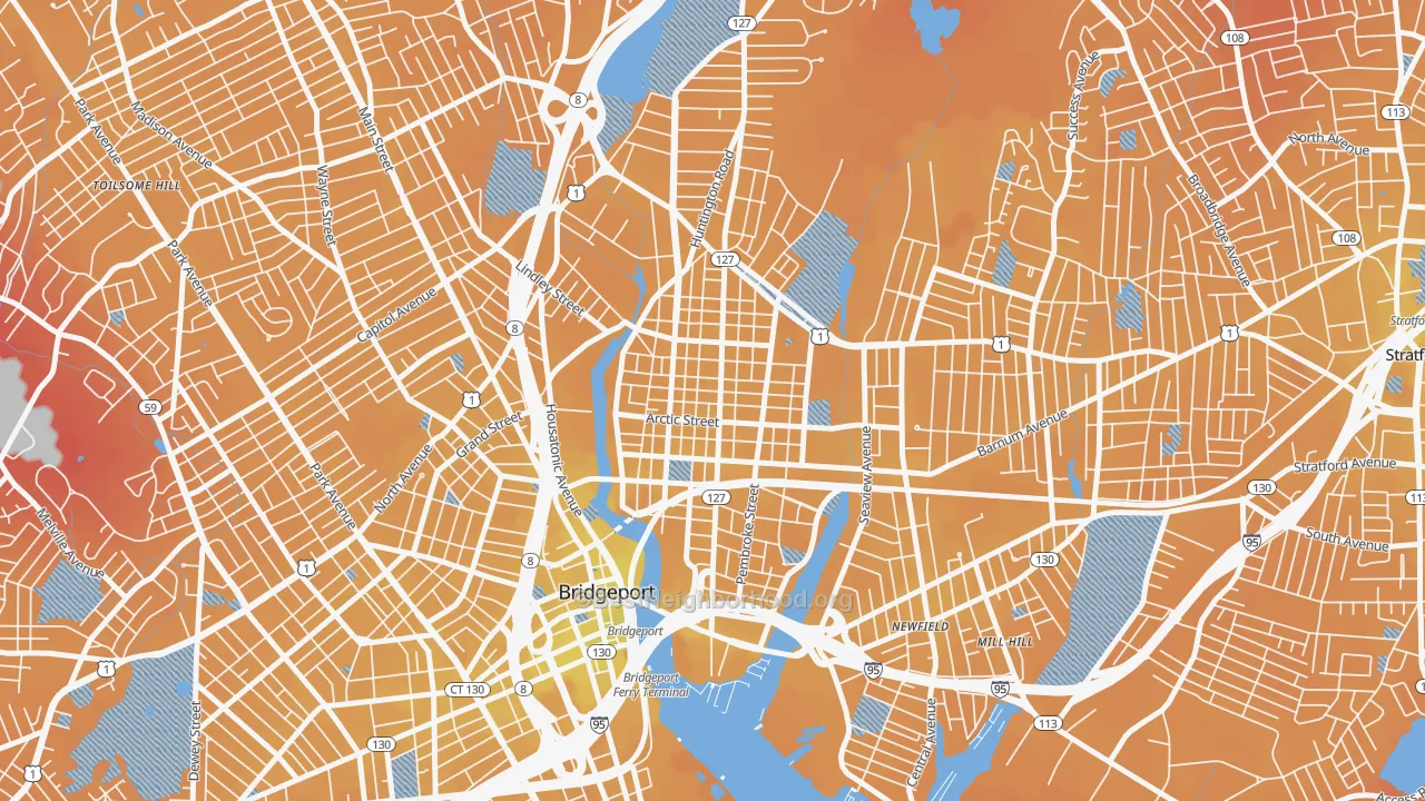 Transit Grade map of 06608, CT
