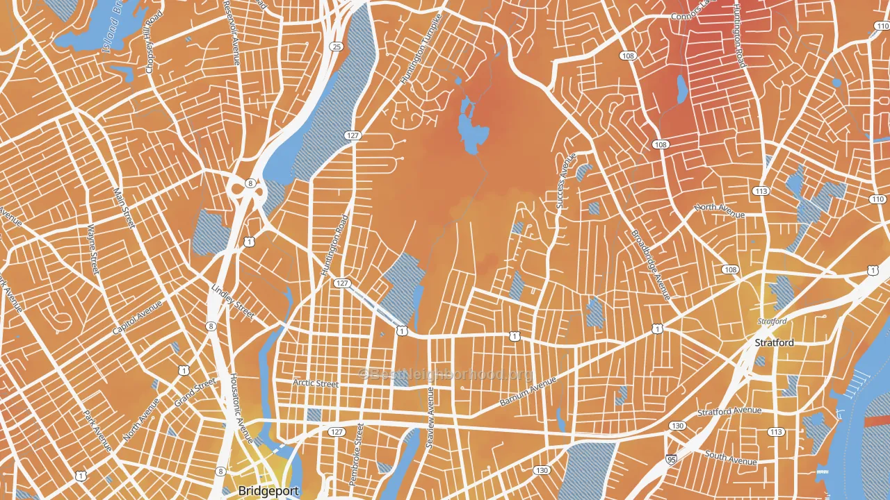 Transit Grade map of 06610, CT
