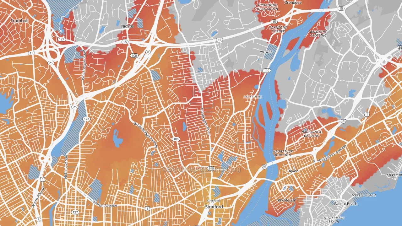 Transit Grade map of 06614, CT
