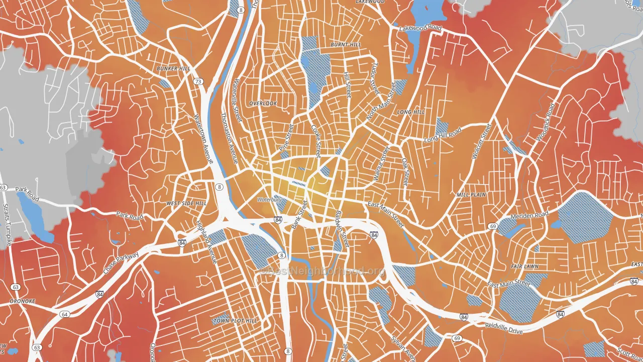 Transit Grade map of 06702, CT