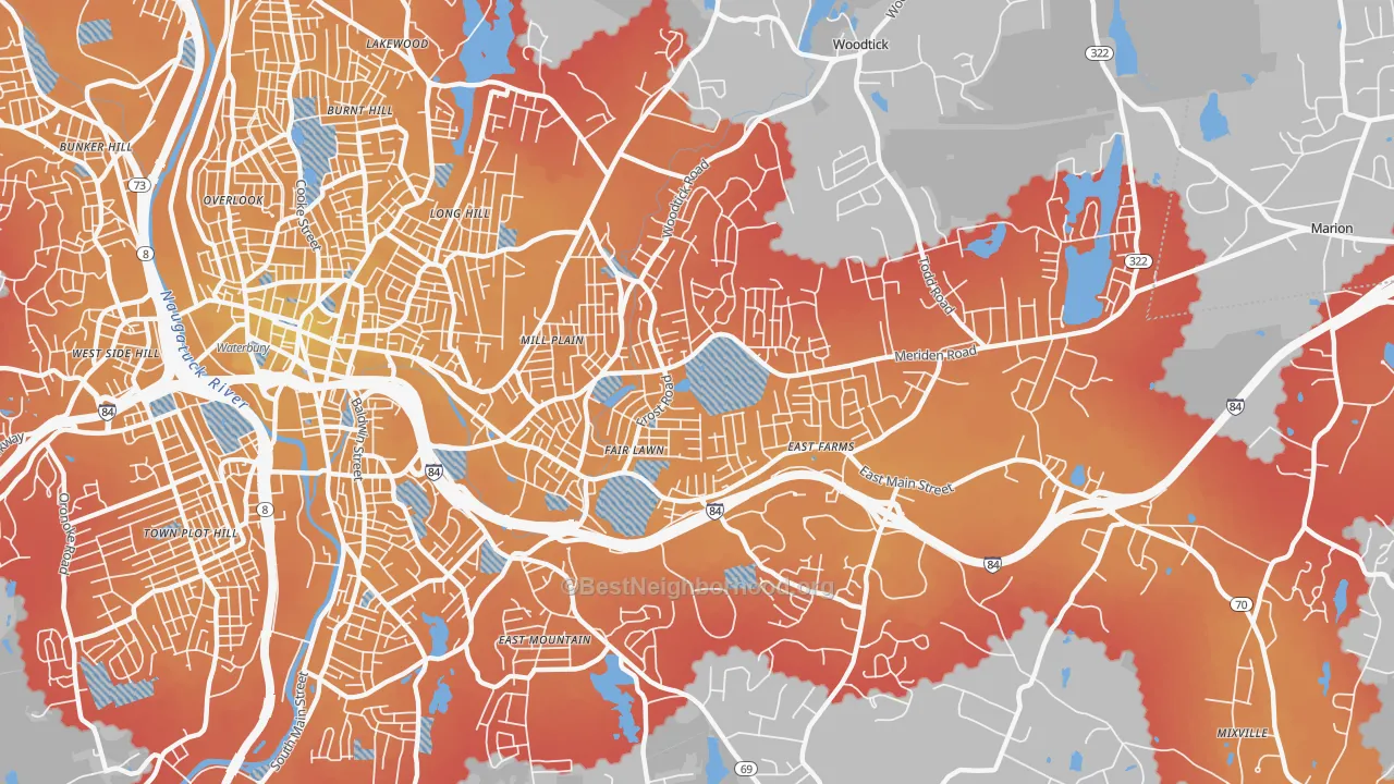Transit Grade map of 06705, CT