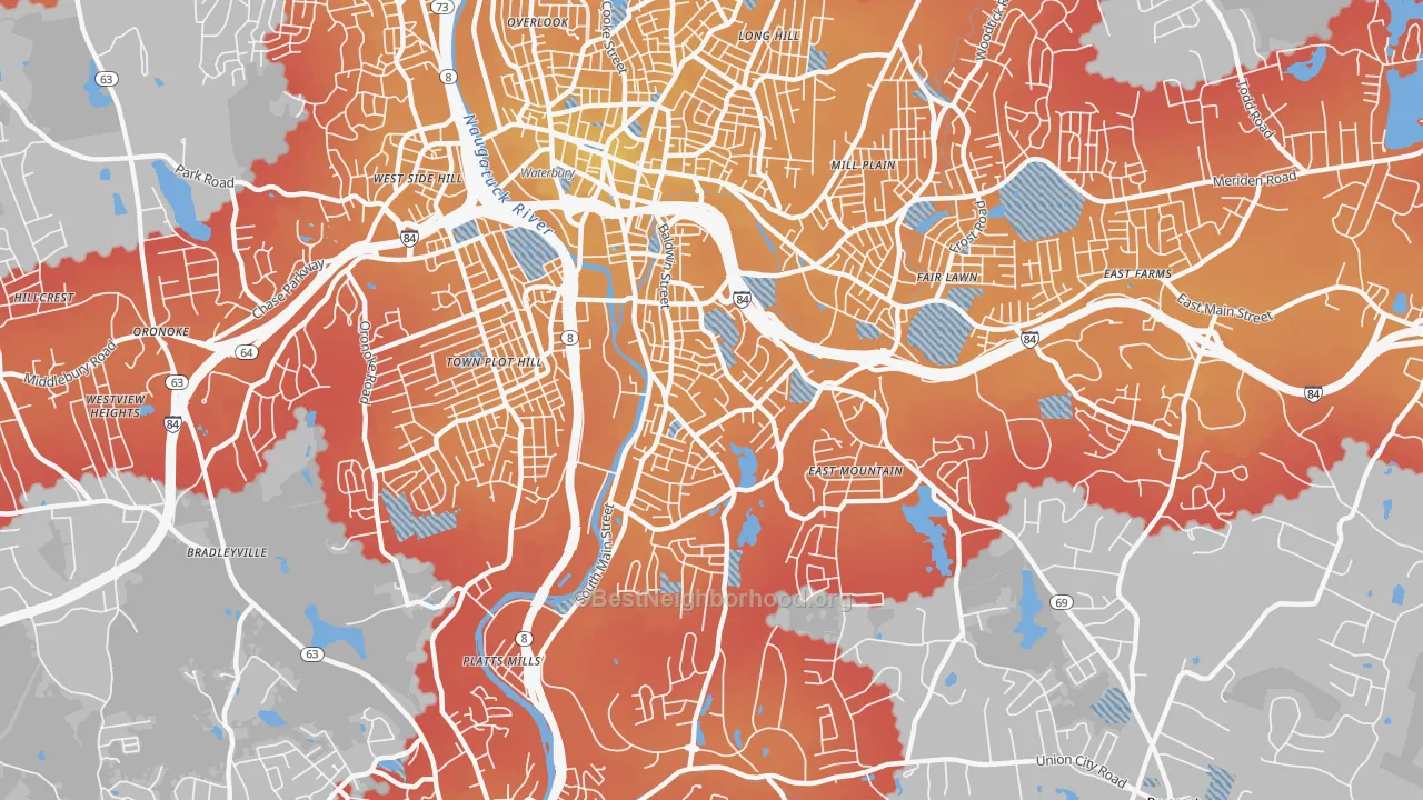 Transit Grade map of 06706, CT