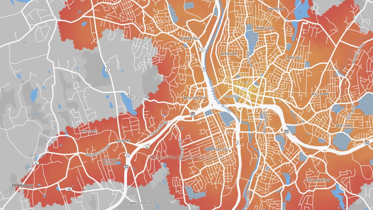 Transit Grade map of 06708, CT