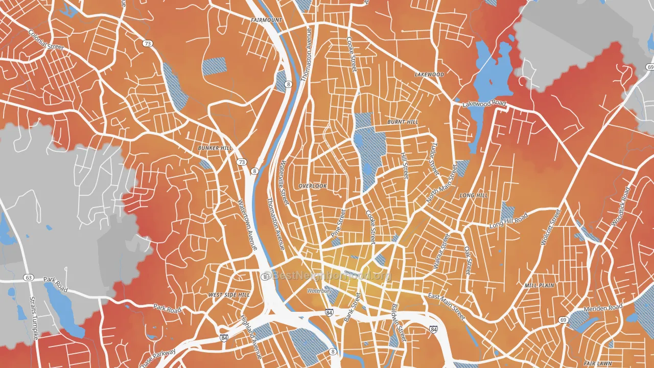 Transit Grade map of 06710, CT