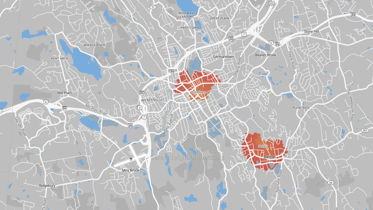 Transit Grade map of 06810, CT