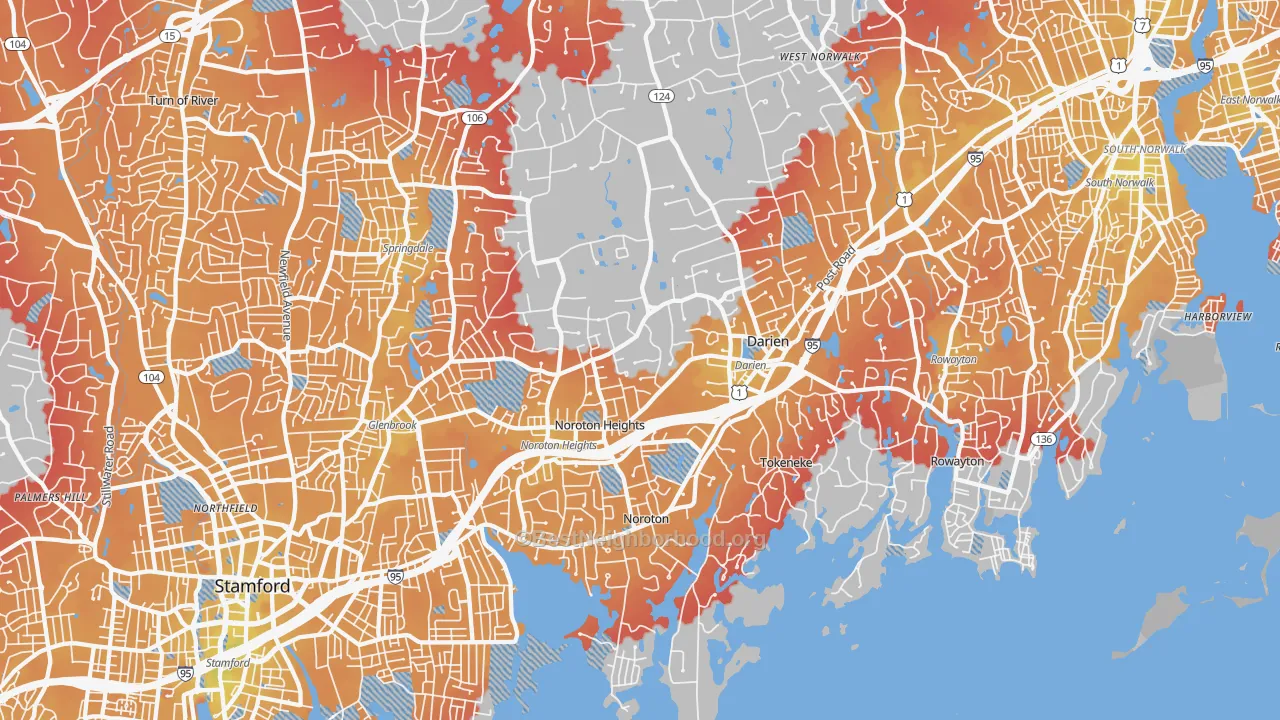 Transit Grade map of 06820, CT