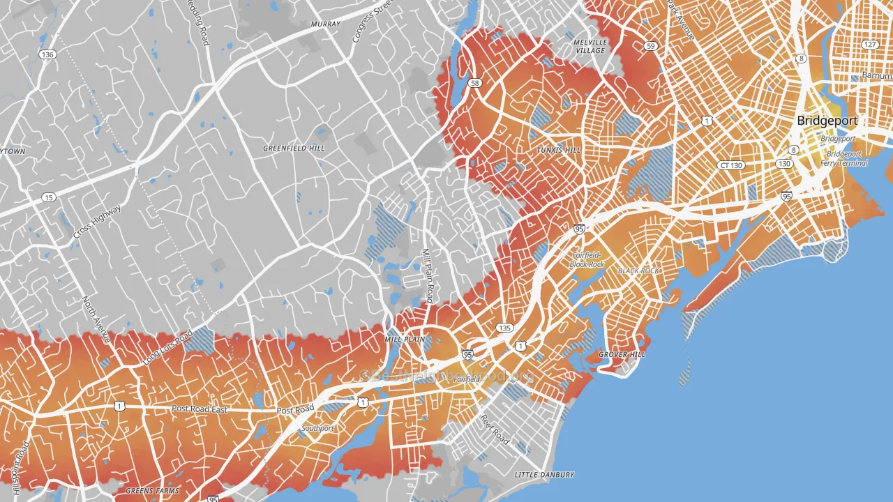 Transit Grade map of 06824, CT