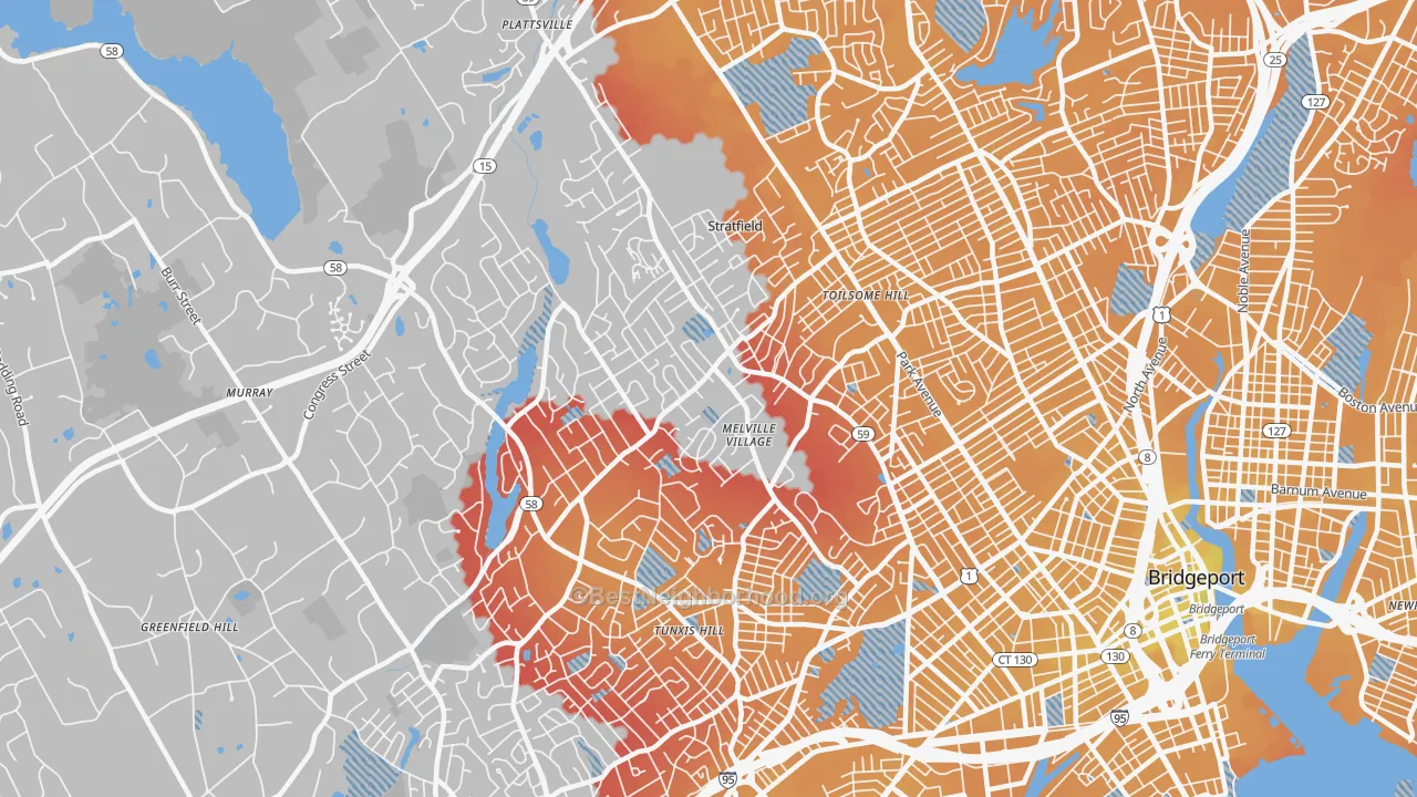 Transit Grade map of 06825, CT