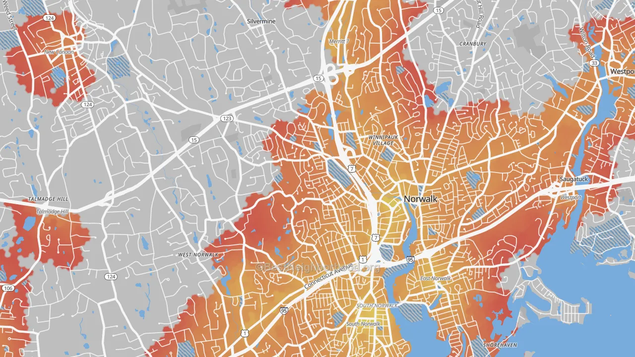 Transit Grade map of 06850, CT