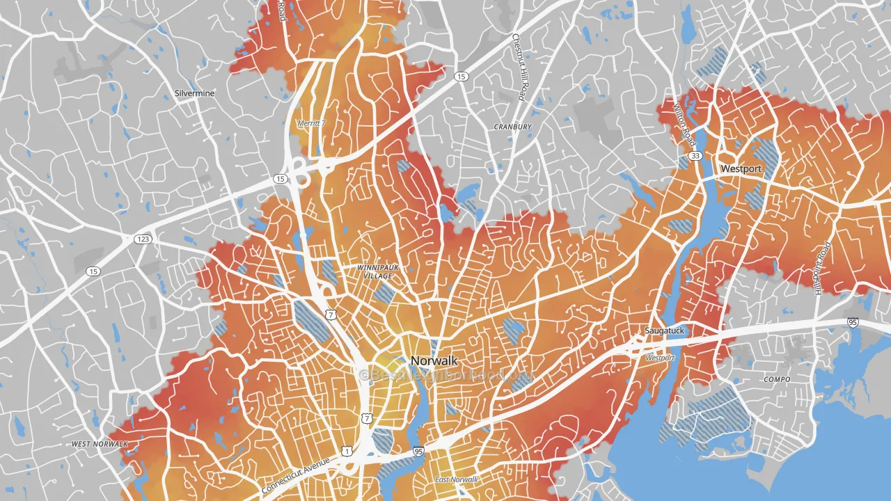 Transit Grade map of 06851, CT