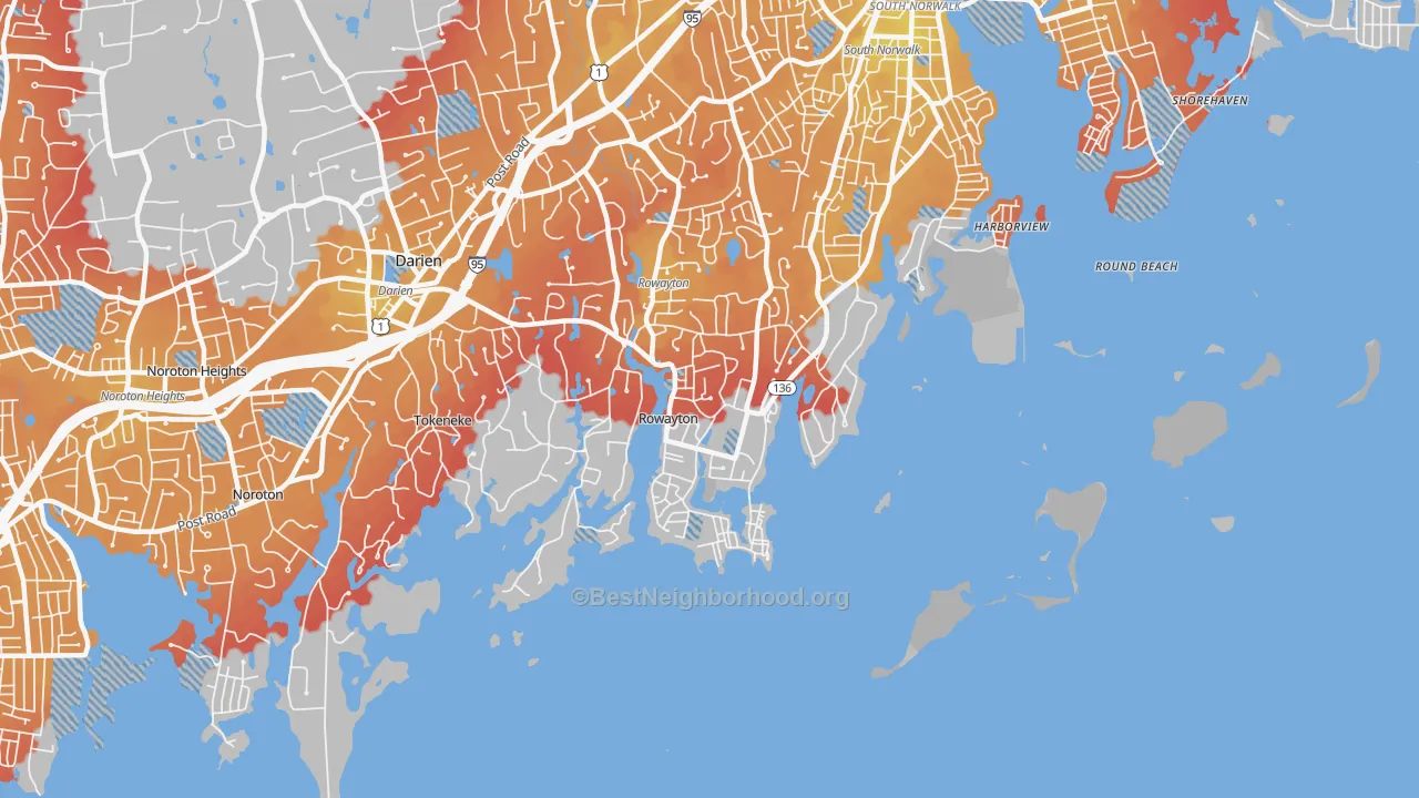 Transit Grade map of 06853, CT