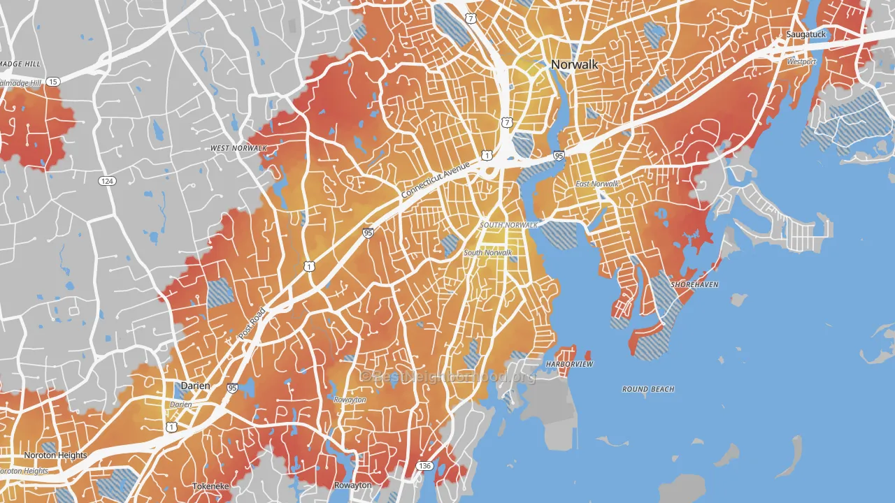 Transit Grade map of 06854, CT