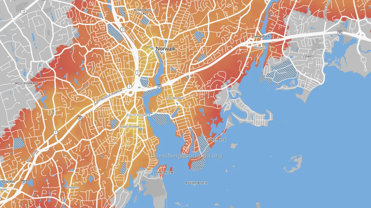 Transit Grade map of 06855, CT