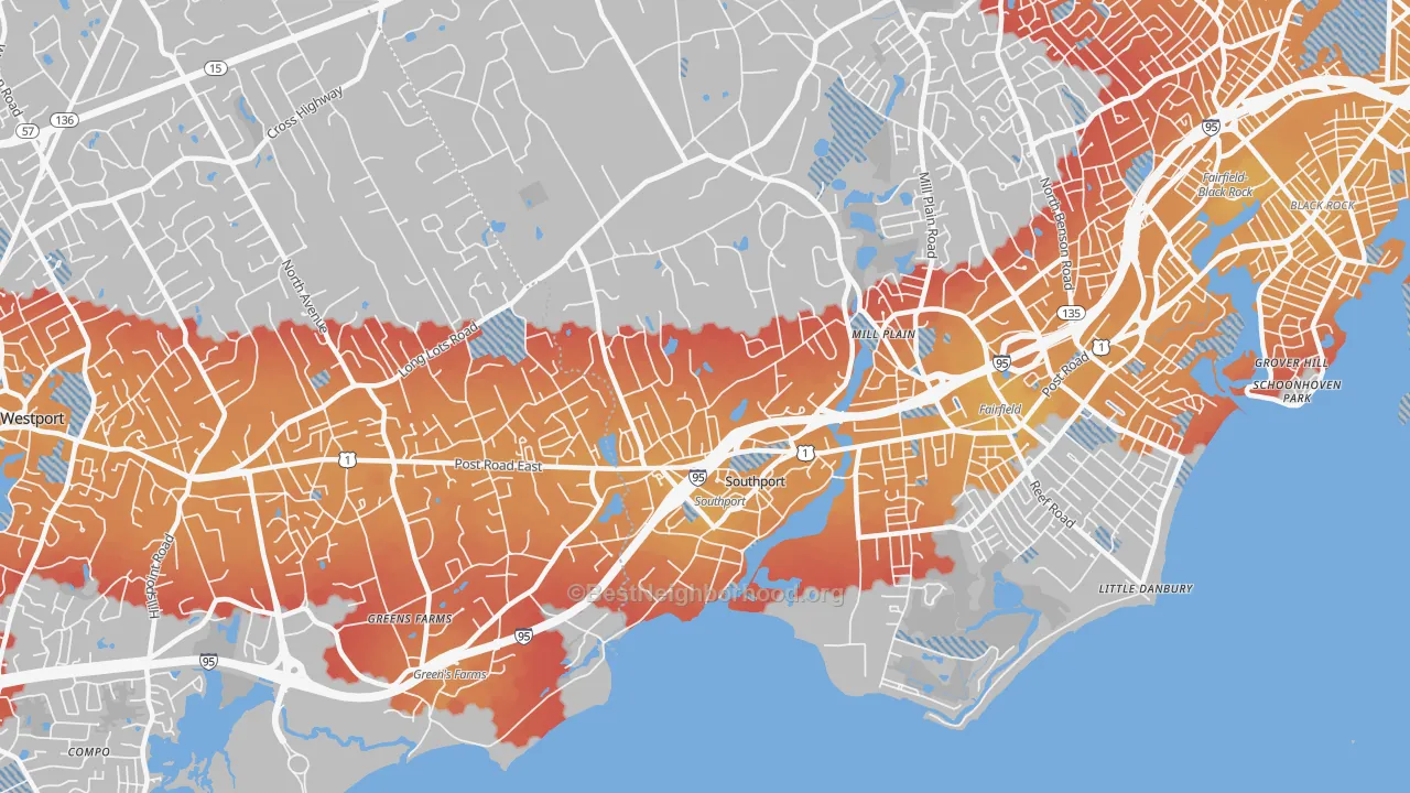 Transit Grade map of 06890, CT