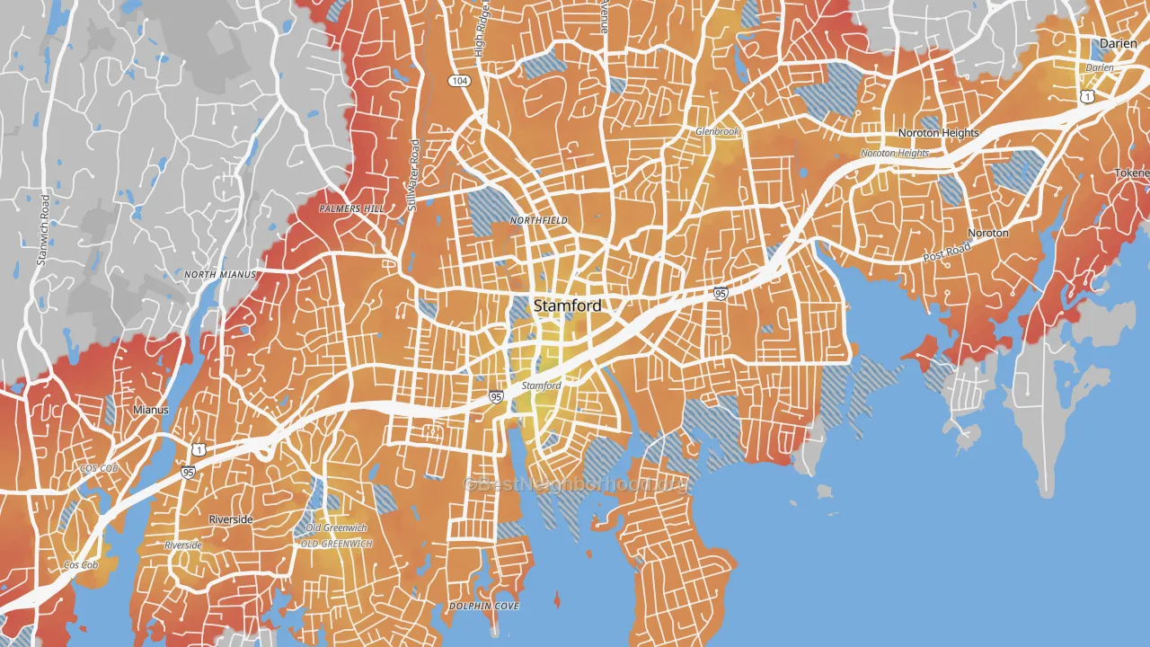 Transit Grade map of 06902, CT