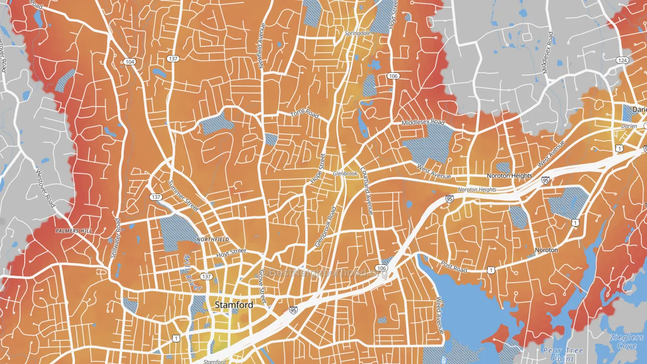 Transit Grade map of 06906, CT