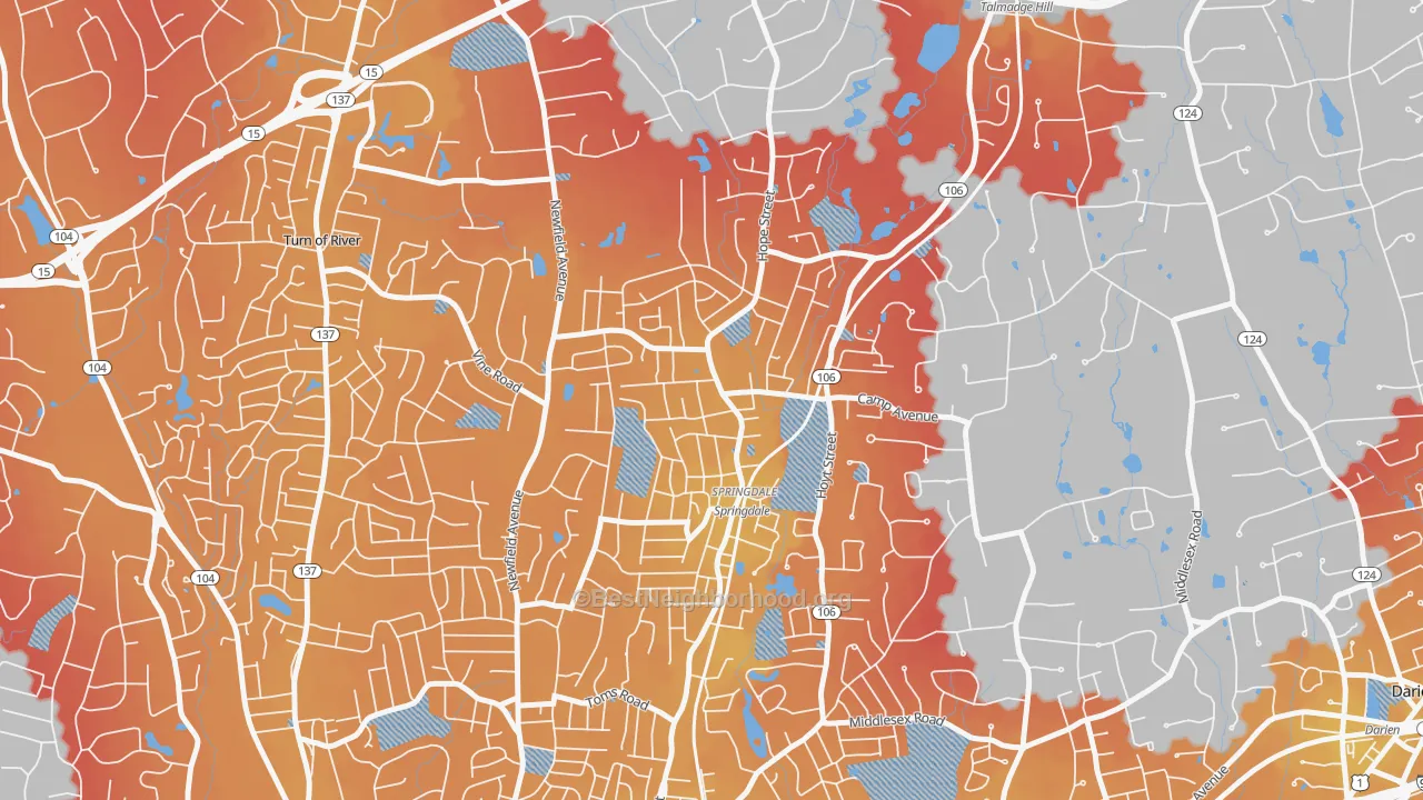Transit Grade map of 06907, CT