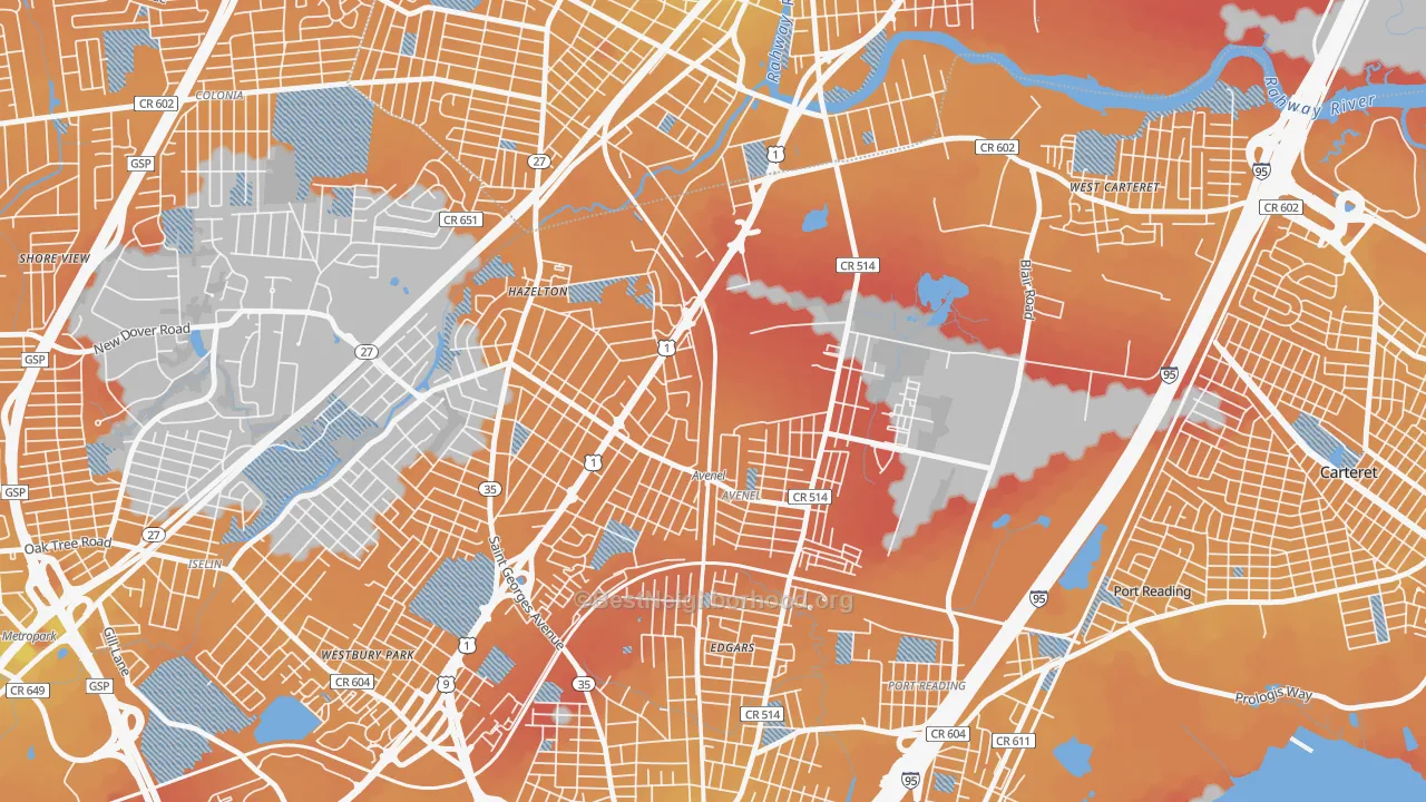 Transit Grade map of 07001, NJ