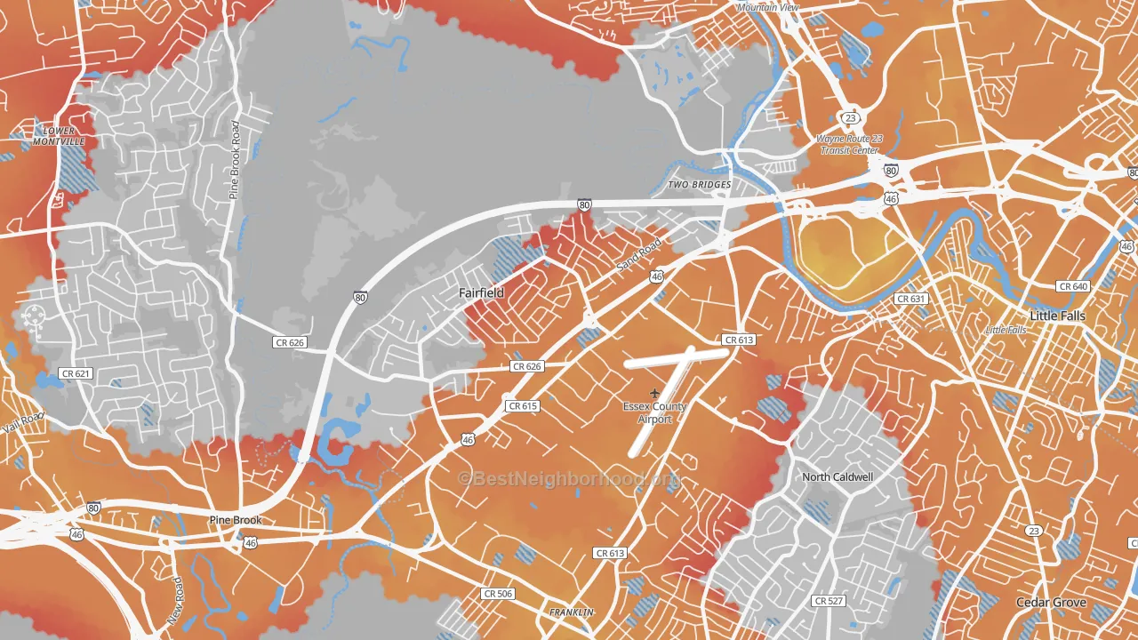 Transit Grade map of 07004, NJ