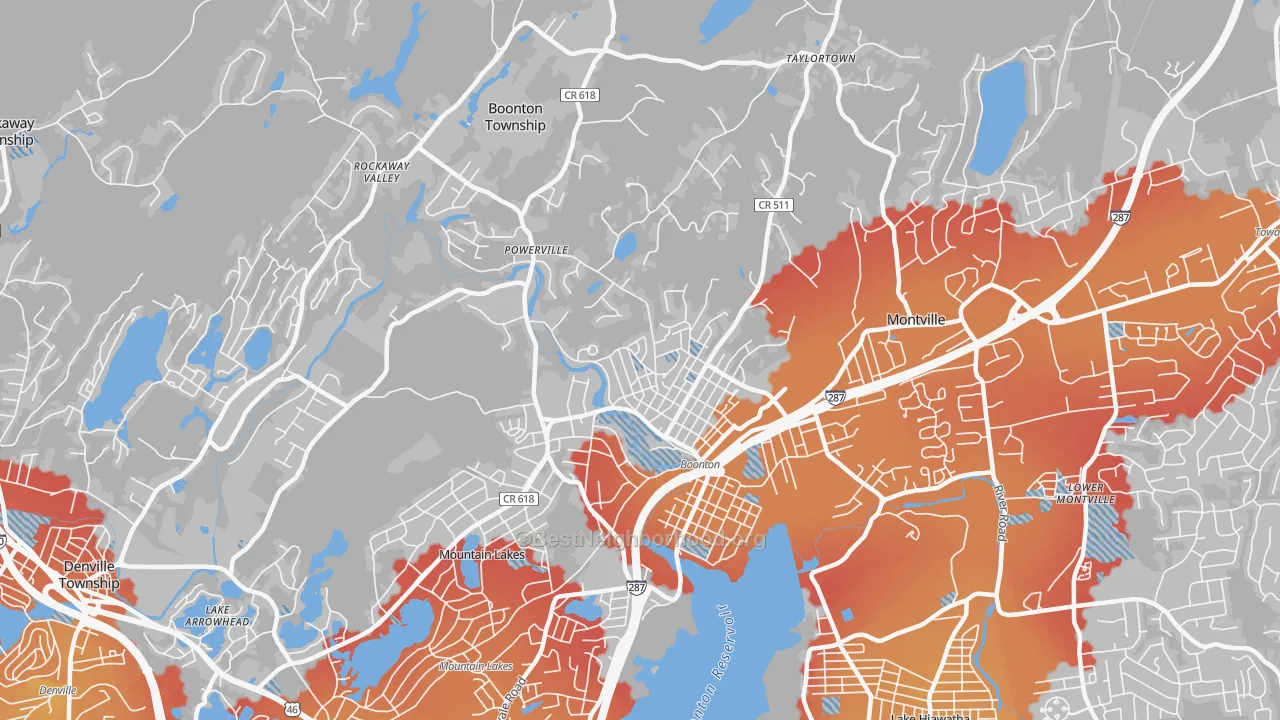 Transit Grade map of 07005, NJ