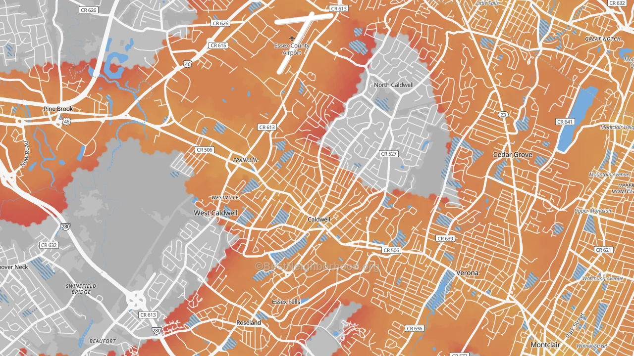 Transit Grade map of 07006, NJ