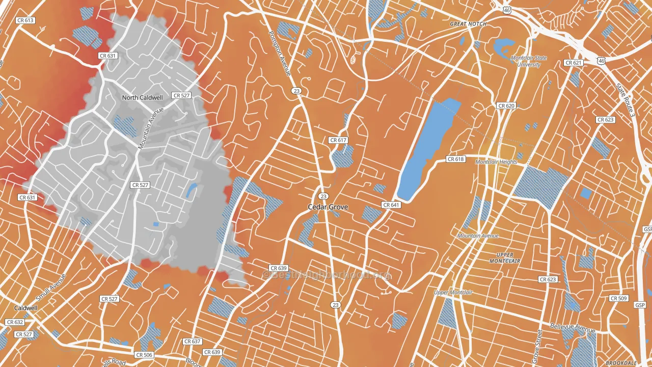 Transit Grade map of 07009, NJ